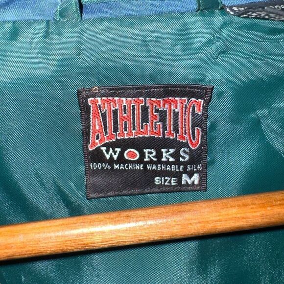 80s Athletic Works 100% Silk Colorblock Windbreaker Size M - Picture 2 of 9